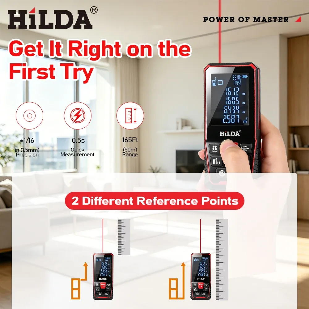 HILDA 레이저 거리측정기 구성과 2가지 기준점 설정 안내