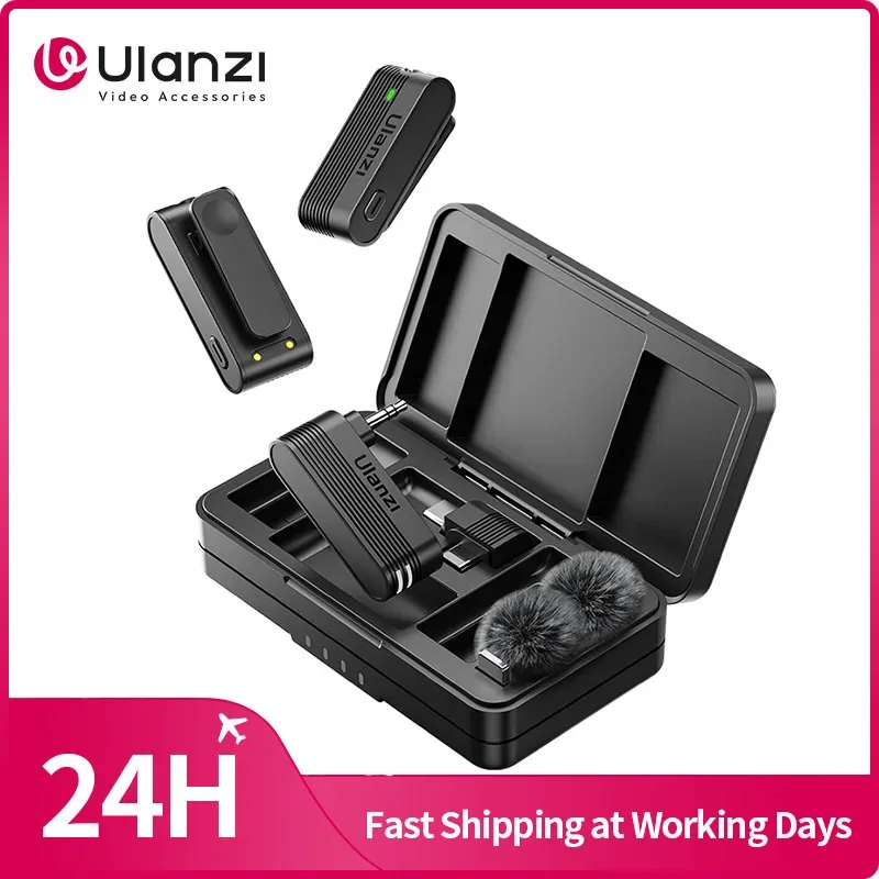 Ulanzi A100 마이크 구성품과 충전 케이스