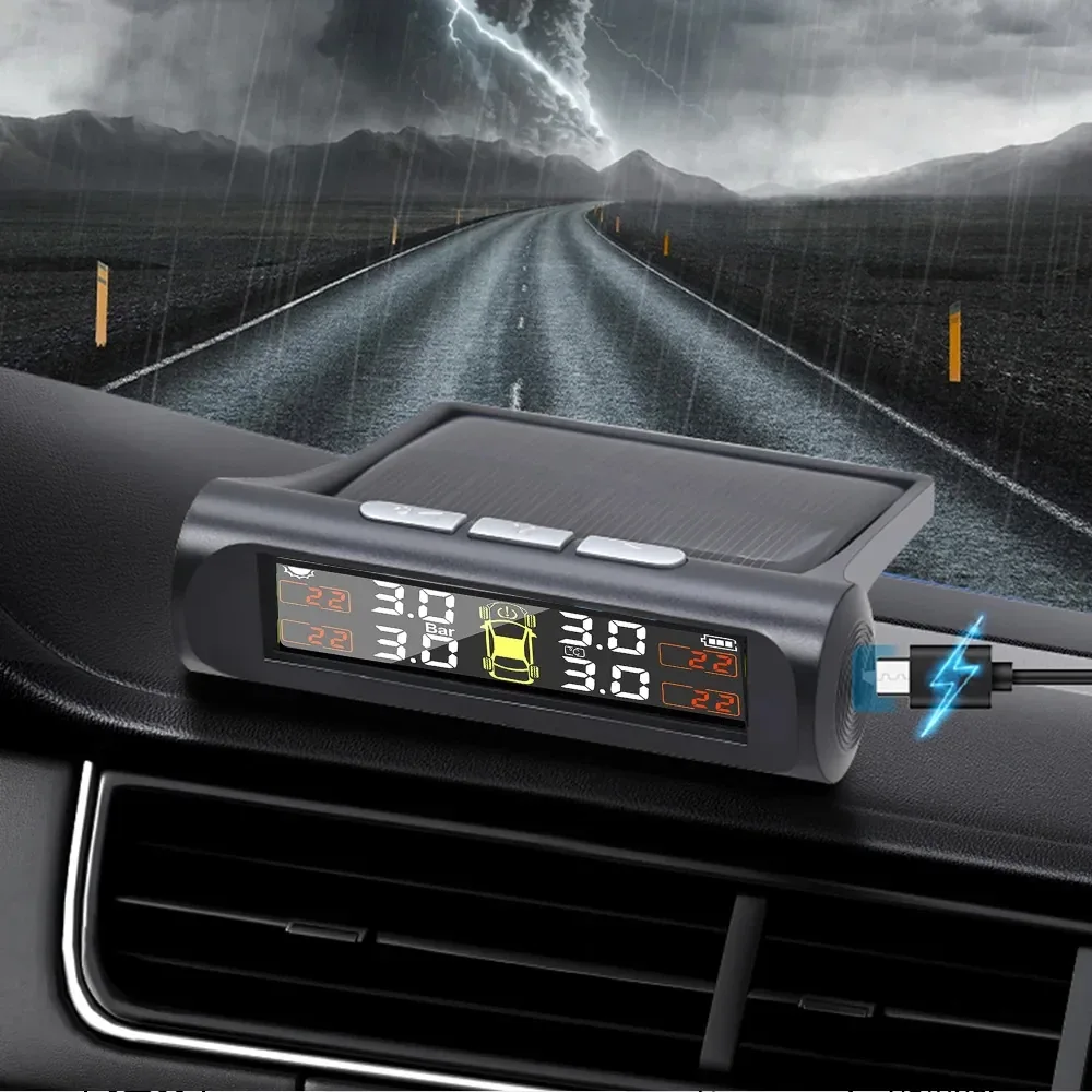 USB 충전 중인 태양광 TPMS 모니터