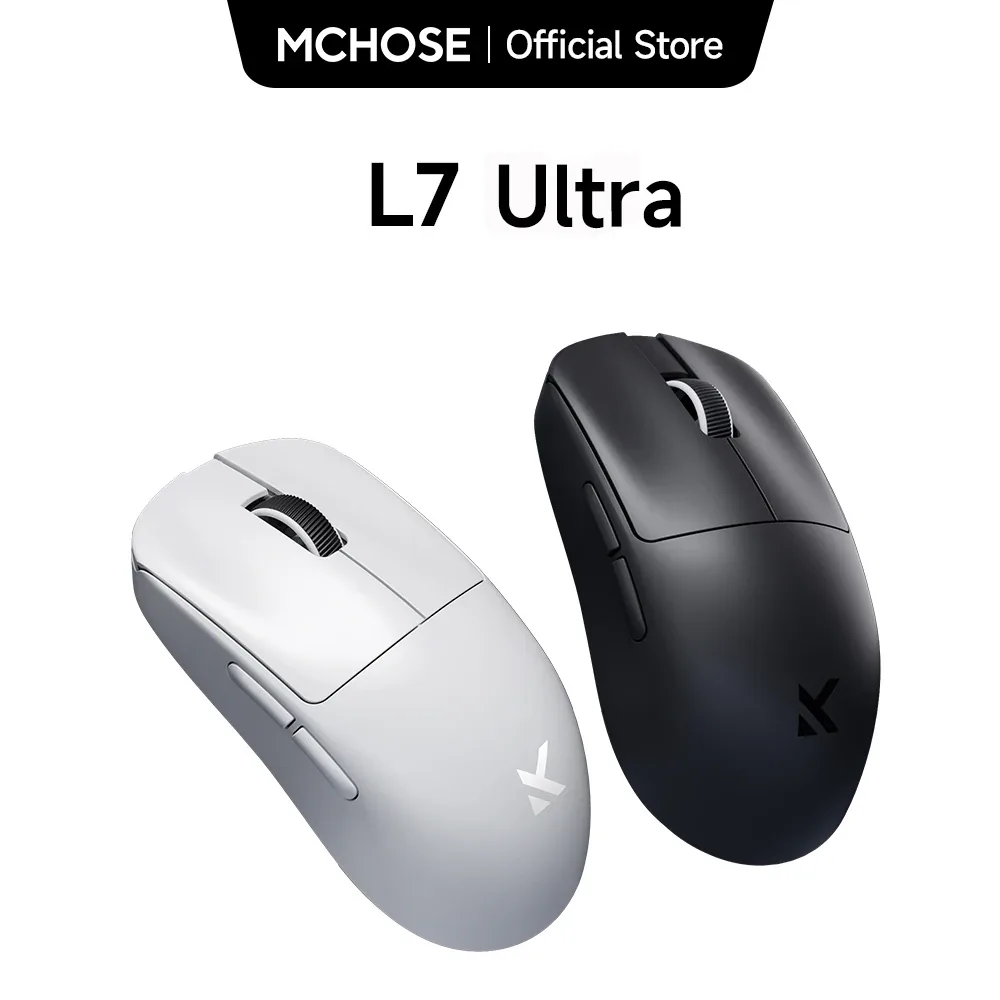 화이트와 블랙 색상의 MCHOSE L7 마우스