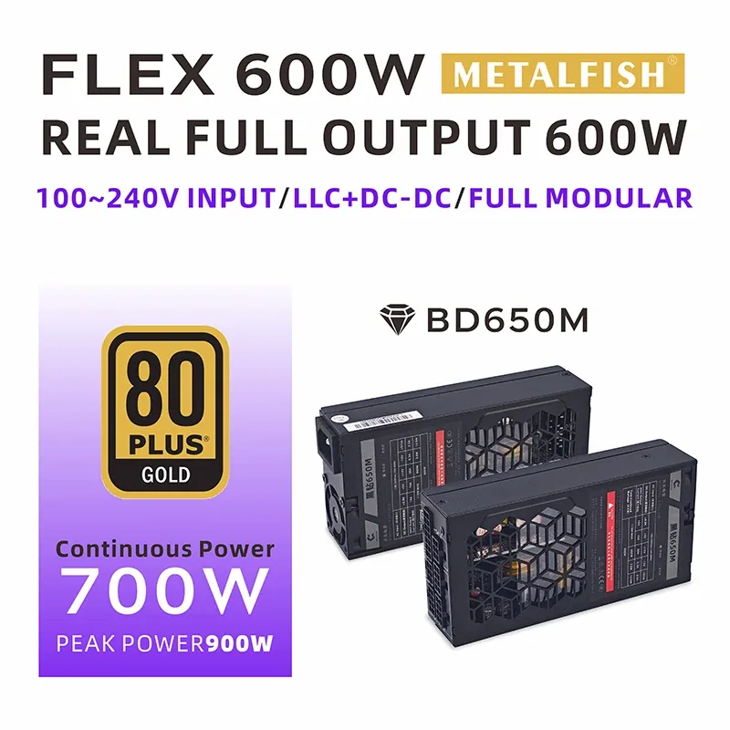 METALFISH 600W 파워 서플라이 제품 정보와 80PLUS GOLD 로고