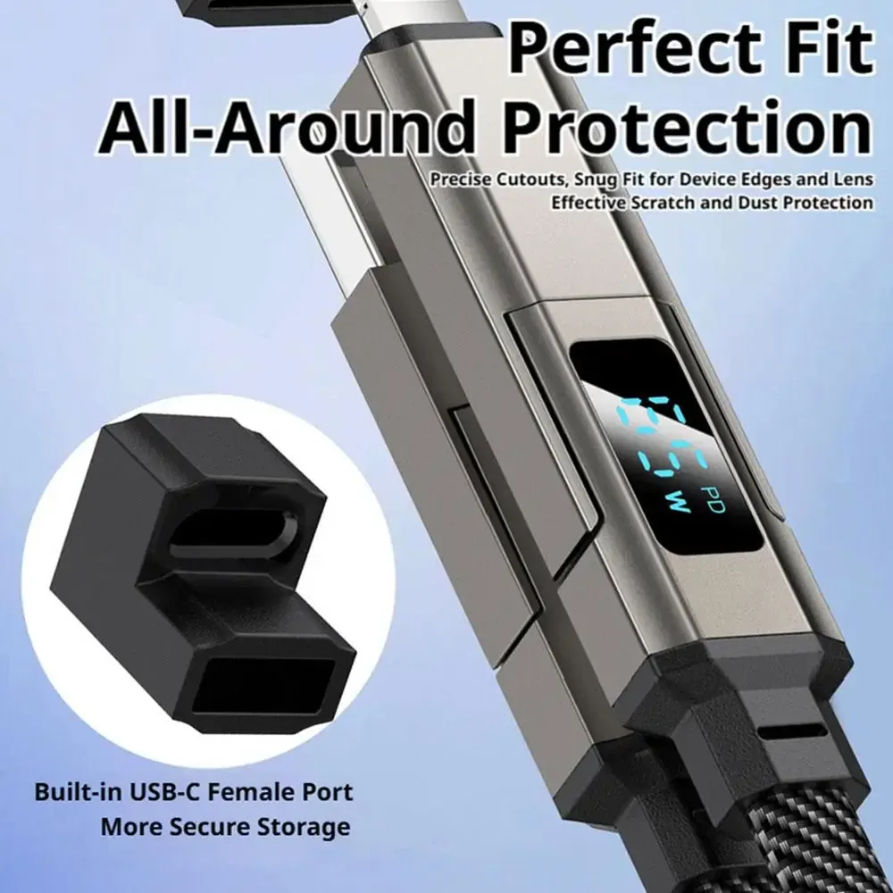 충전 케이블의 USB-C 포트와 보호 캡